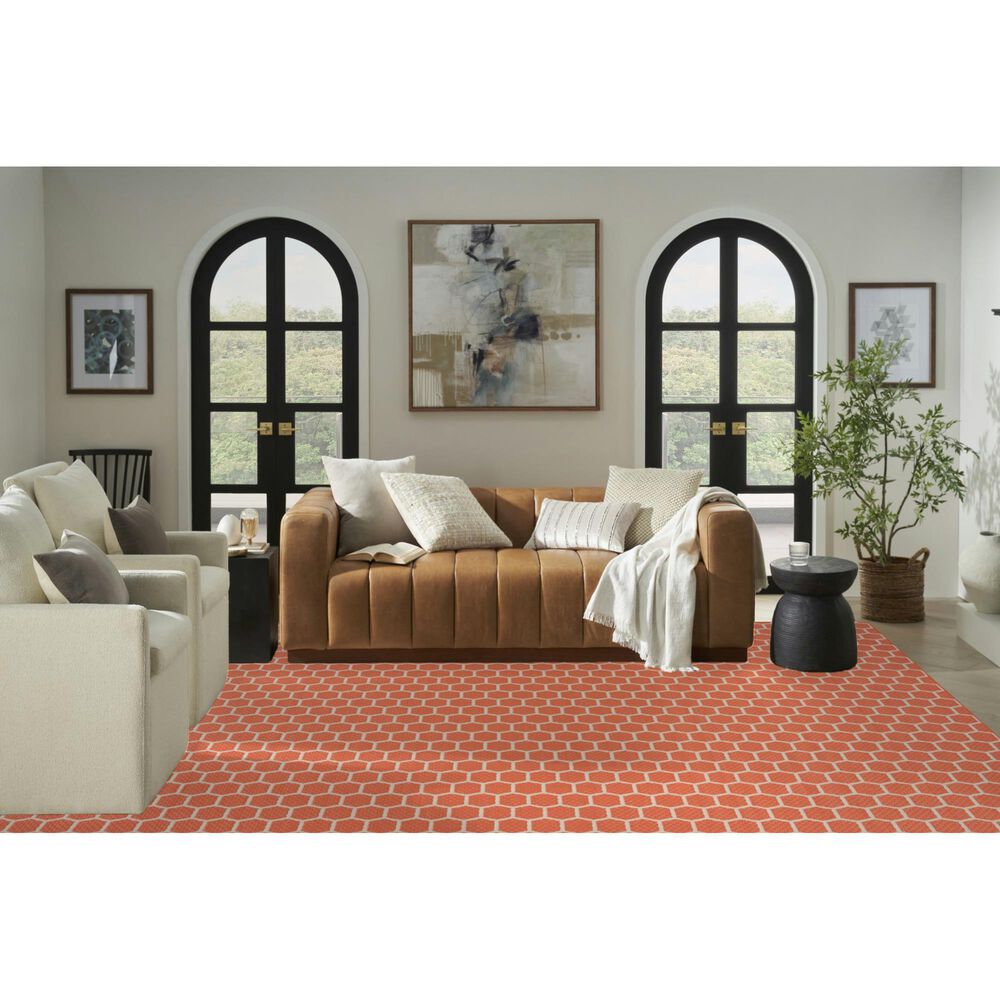 Nourison Twist Reversible 9&#39; x 12&#39; Coral Indoor/Outdoor Area Rug, , large