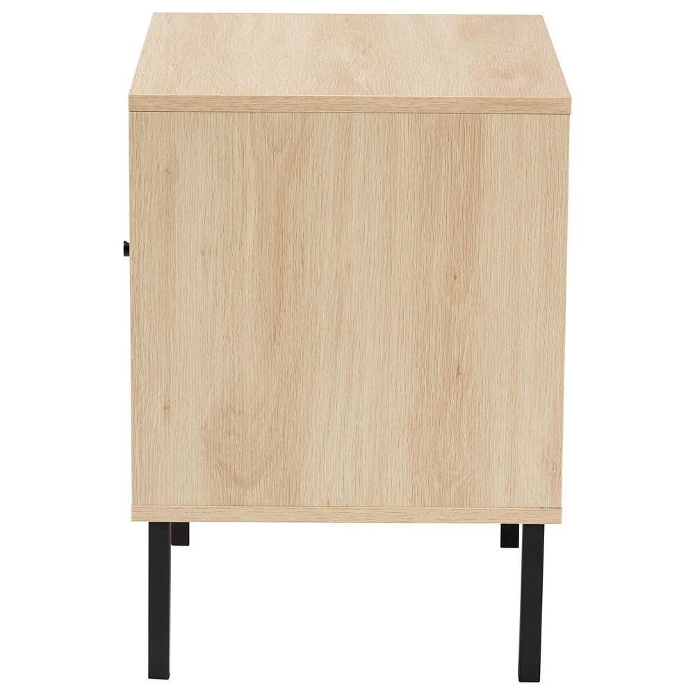 Baxton Studio Caterina 1-Door End Table in Natural Brown and Black, , large