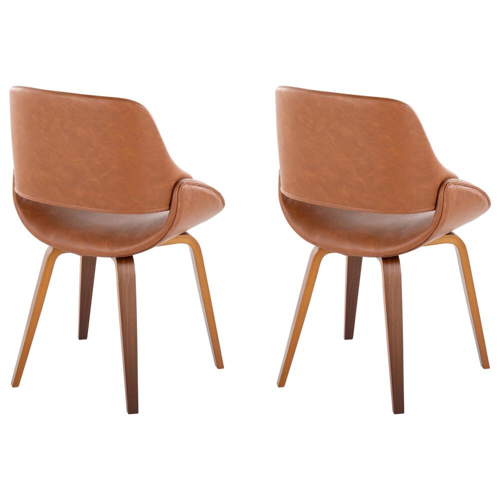 LumiSource Fabrico Mid-Century Modern Dining/accent Chair in Walnut and Camel Faux Leather by LumiSource - Set of 2, , large