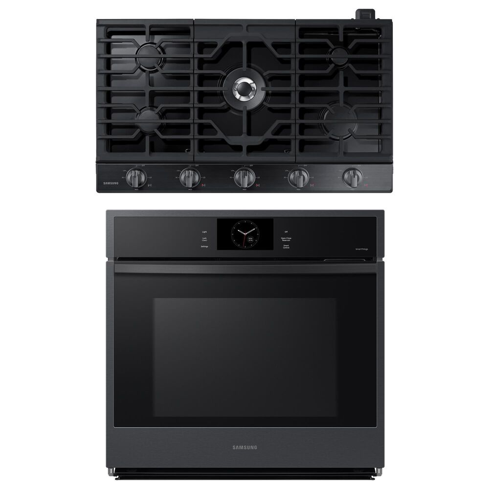 Samsung 2-Piece Kitchen Package with Matte Black Steel 30" Built-In Convection Single Wall Oven and Black Stainless Steel 36" Cooktop, , large