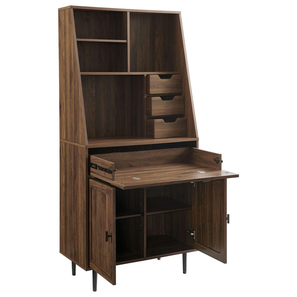 Walker Edison Belfast 64" Storage Desk with Hutch in Dark Walnut NFM