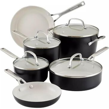 KitchenAid 10-Piece Hard Anodized Ceramic Nonstick Cookware Set in Matte Black, , large
