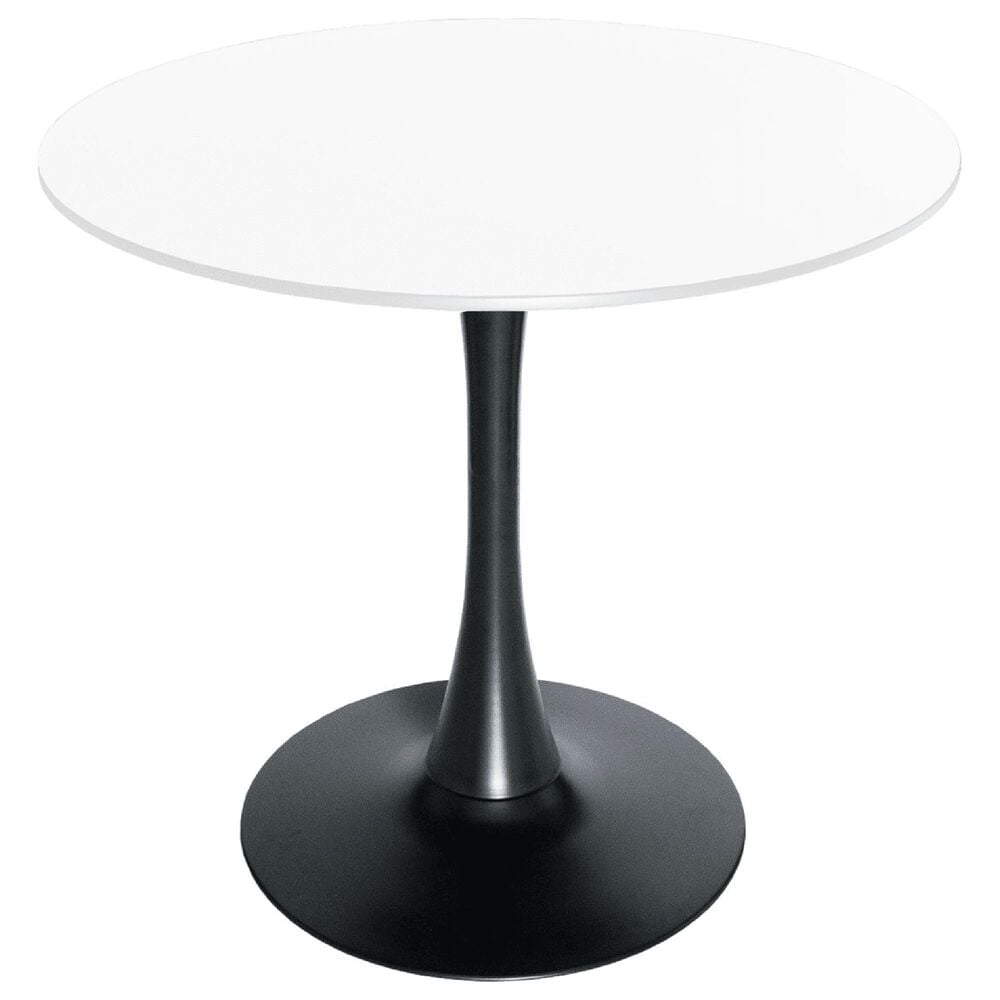 Leisuremod Bristol 24" Round Dining Table with MDF Top in Black and White - Table Only, , large