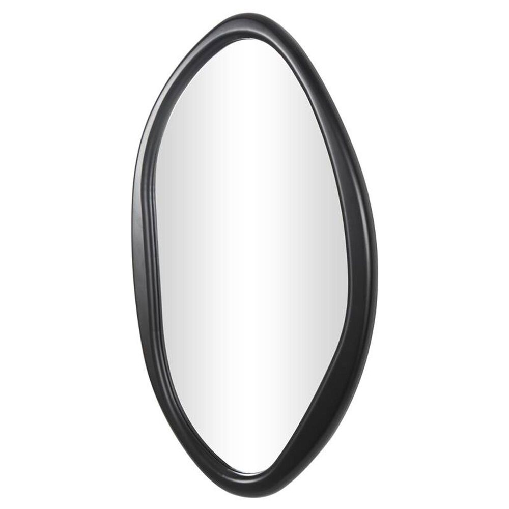 Maple and Jade Oval Wooden Wall Mirror in Black, , large