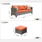 HOMLUX 3-Piece Modular Outdoor Sofa Set with Two Ottomans in Orange, , large