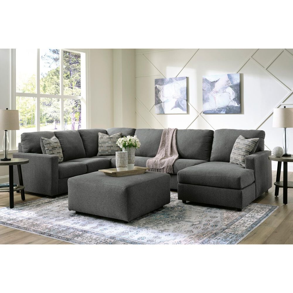 Ashley Edenfield 3-Piece Right Facing Sectional with Chaise in Charcoal, , large