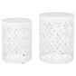 Hearth and Haven Outdoor End Table with Floral Pattern in White (Set of 2), , large