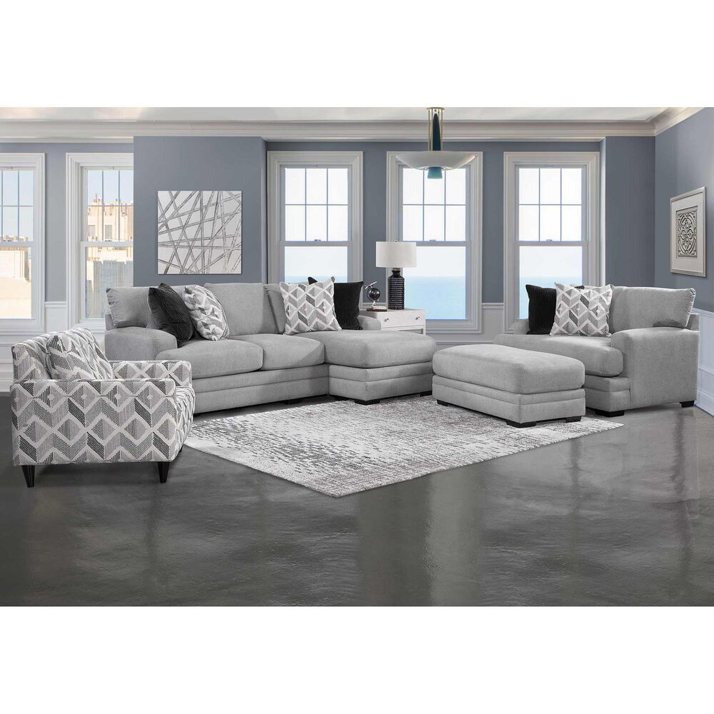Moore Furniture Cleo 2-Piece Sofa with Reversable Chaise in Pebble Grey, , large