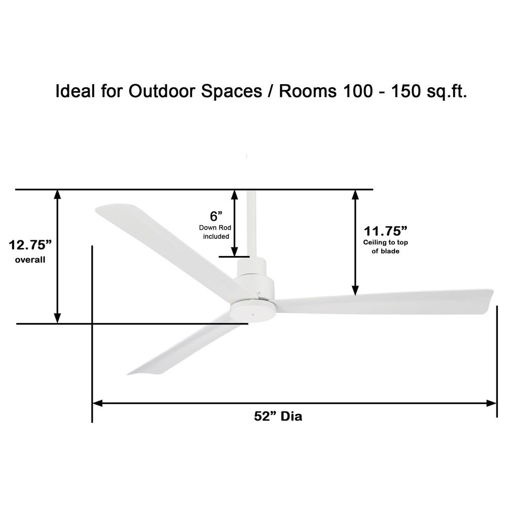 Minka-Aire Simple 52" Indoor/Outdoor Ceiling Fan in Flat White, , large