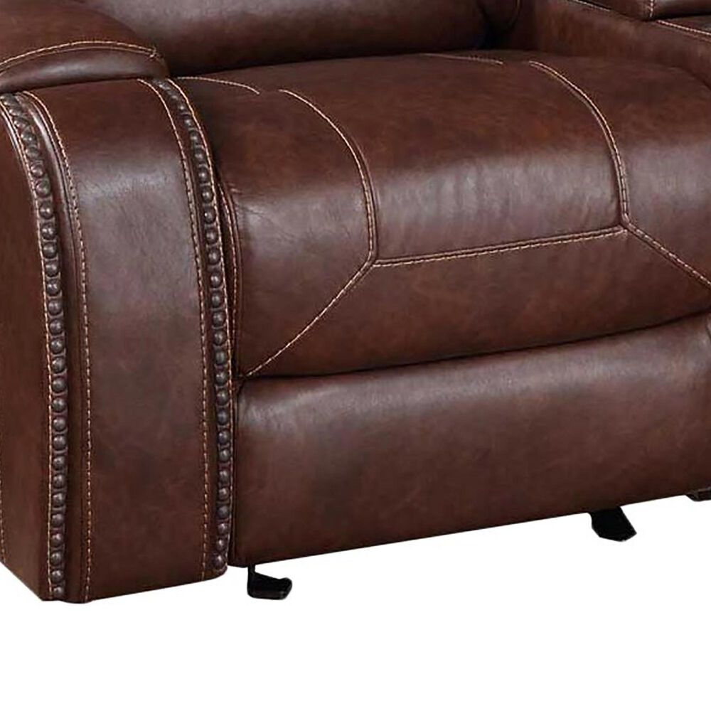 Crystal City Keily Manual Glider Reclining Loveseat in Brown, , large