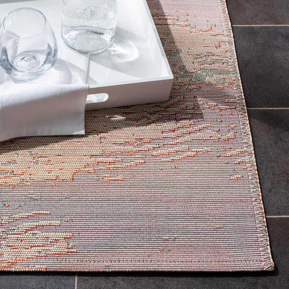 Safavieh Barbados Abstract Sunset 3&#39;3&quot; x 5&#39; Light Blue and Pink Indoor/Outdoor Area Rug, , large