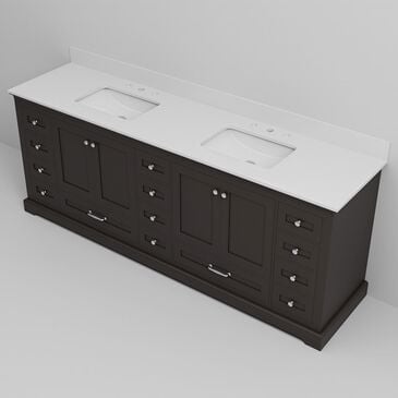 Lexora Home Dukes 84" Double Bathroom Vanity in Espresso with 2 cm White Cultured Marble Top and Rectangular Sinks, , large