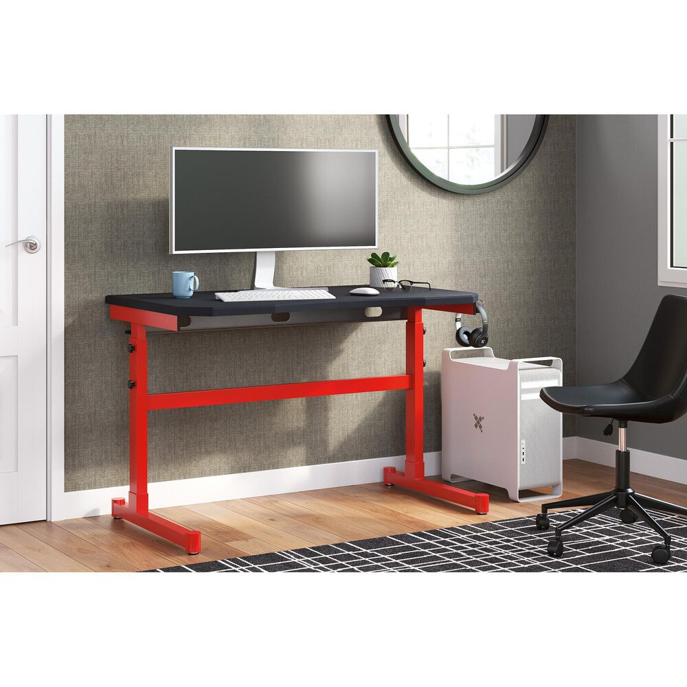 Ashley Lynxtyn Adjustable Height Desk in Red and Black, , large