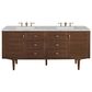 James Martin Vanities Amberly 72" Double Bathroom Vanity in Mid-Century Walnut with 3 cm Eternal Jasmine Pearl Silestone Top, Rectangular Sinks and FreePower Wireless Charger, , large