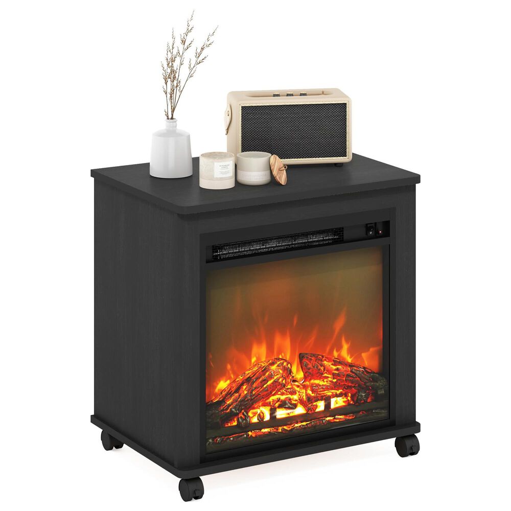 HOMLUX Electric Fireplace End Table with Wheels in Americano, , large