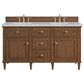 James Martin Vanities Lorelai 60" Double Bathroom Vanity in Mid-Century Walnut with 3 cm Eternal Jasmine Pearl Silestone Top, Rectangular Sinks and FreePower Wireless Charger, , large