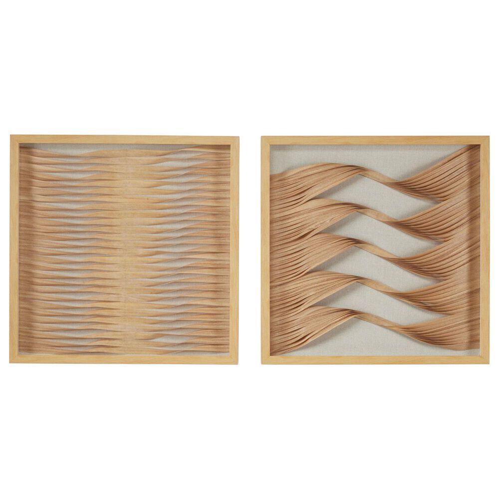 Maple and Jade 24&quot; x 24&quot; Abstract Framed Wall Art in Brown and Beige &#40;Set of 2&#41;, , large