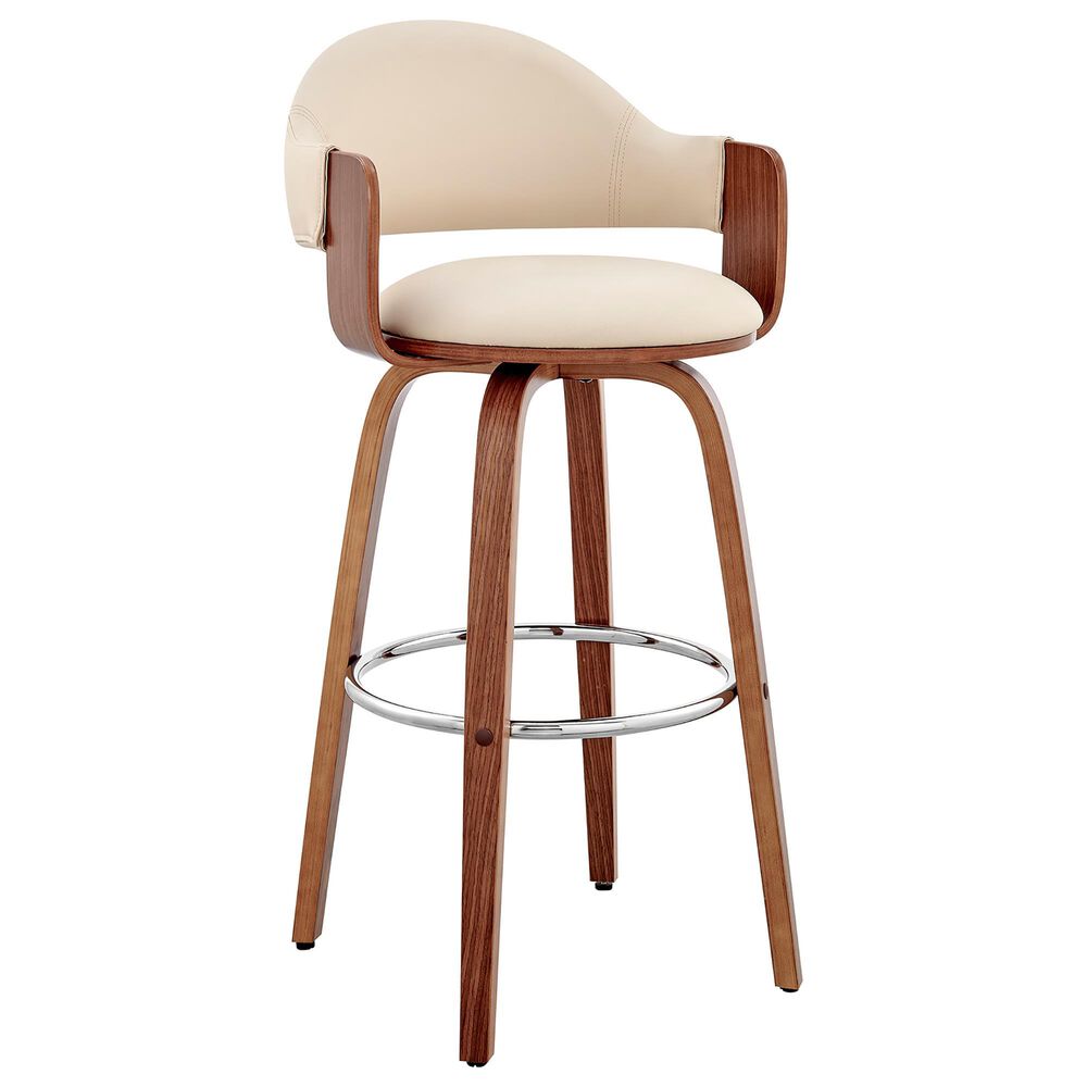 Blue River Daxton 30" Swivel Barstool in Cream and Walnut, , large