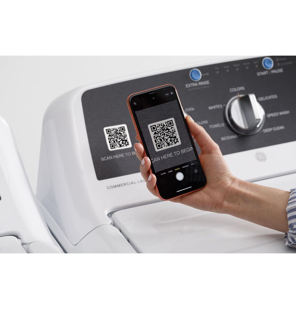 GE Appliances 4.2 Cu. Ft. Top Load Washer with Built-In App-Based Payment System in White, , large