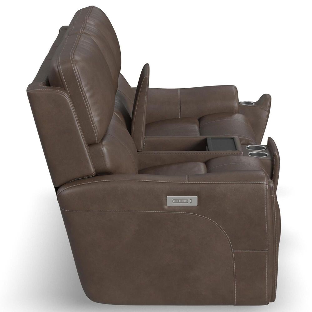Flexsteel Carter Power Reclining Sofa and Loveseat Set in Cappuccino Brown, , large
