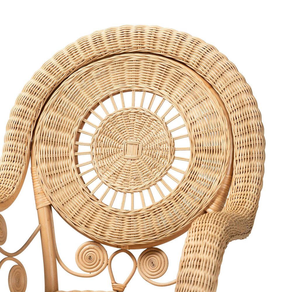 Baxton Studio Putri Rattan Arm Chair in Natural Brown, , large