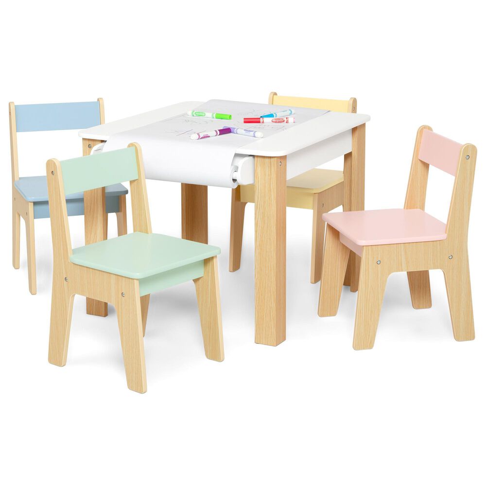 Delta Children GapKids 5-Piece Table and Chair Set with Paper Roll Holder in Pastel, , large