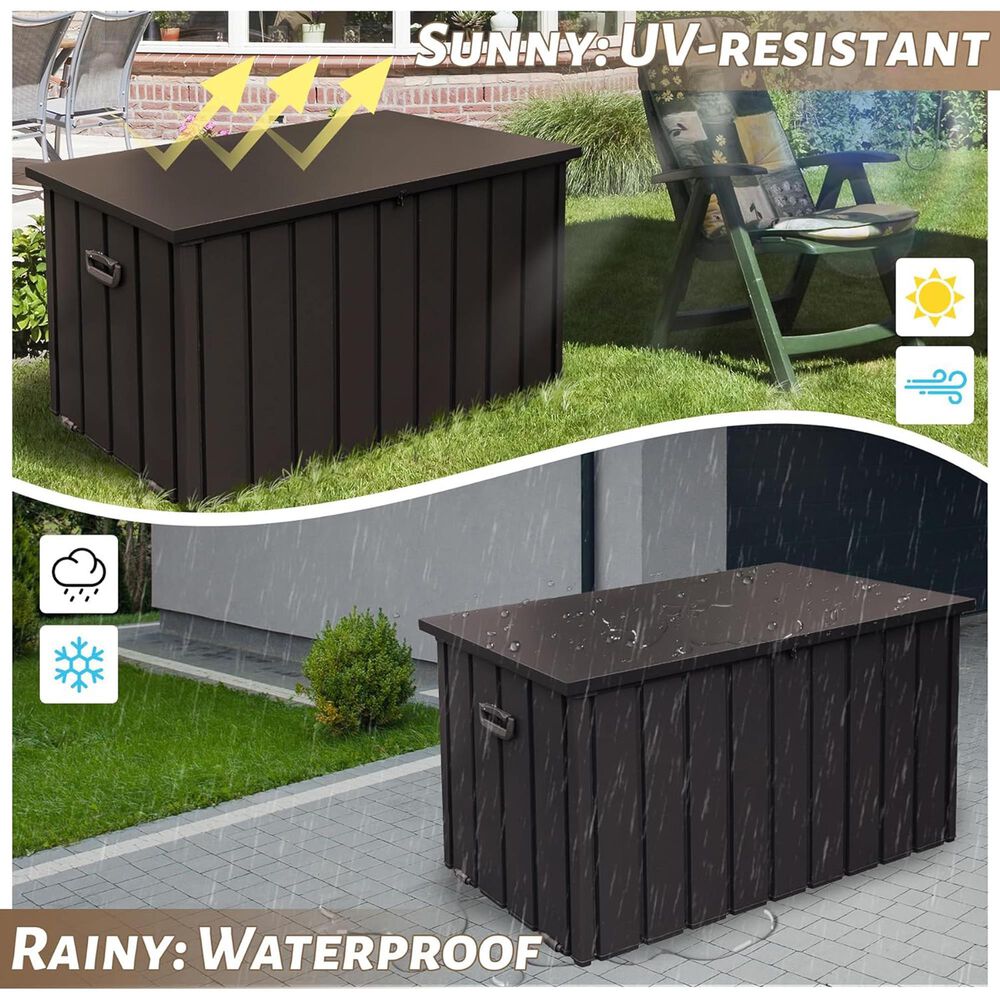 HOMLUX 190-Gallon Outdoor Storage Deck Box in Brown, , large