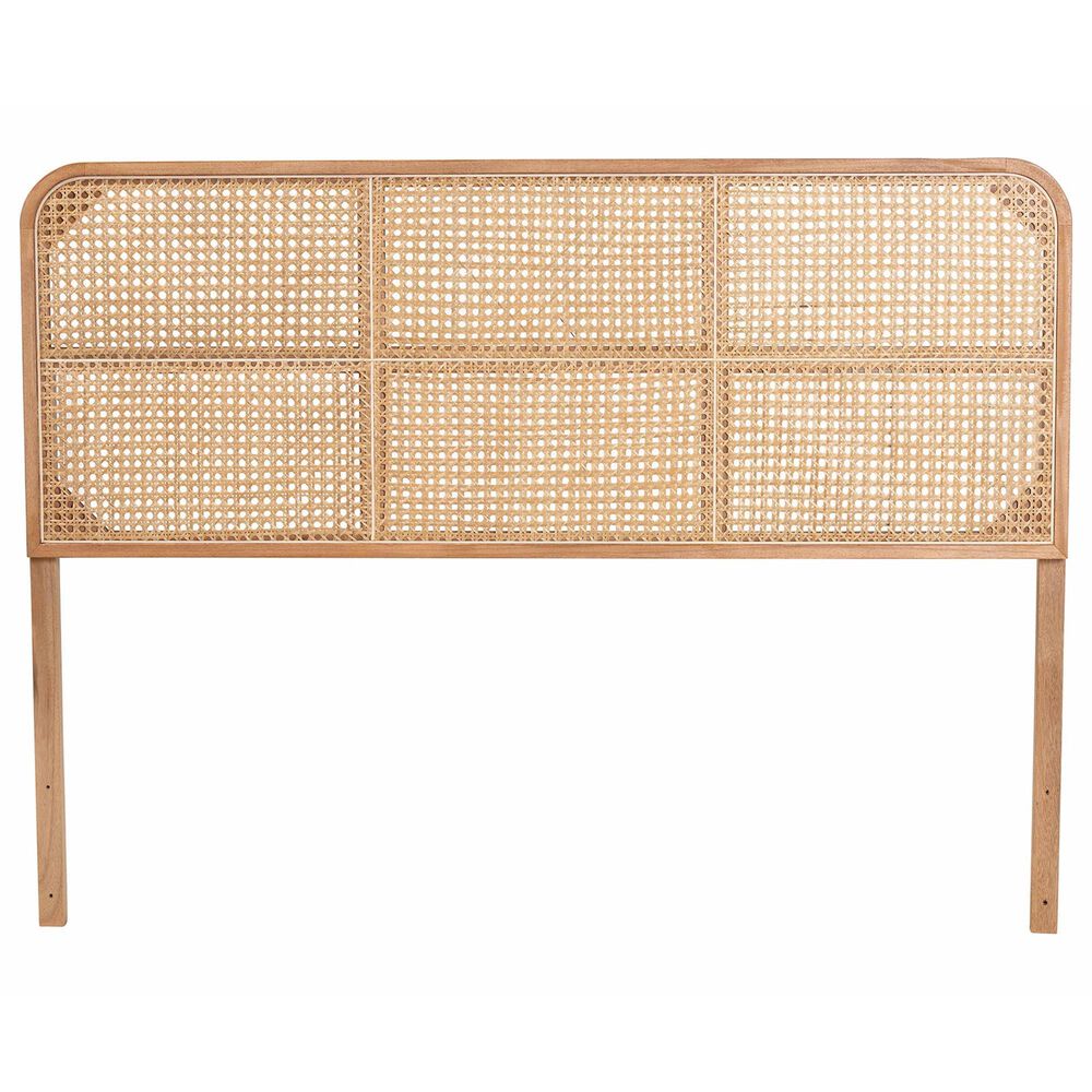 Baxton Studio Lainer Queen Panel Headboard in Natural Brown, , large