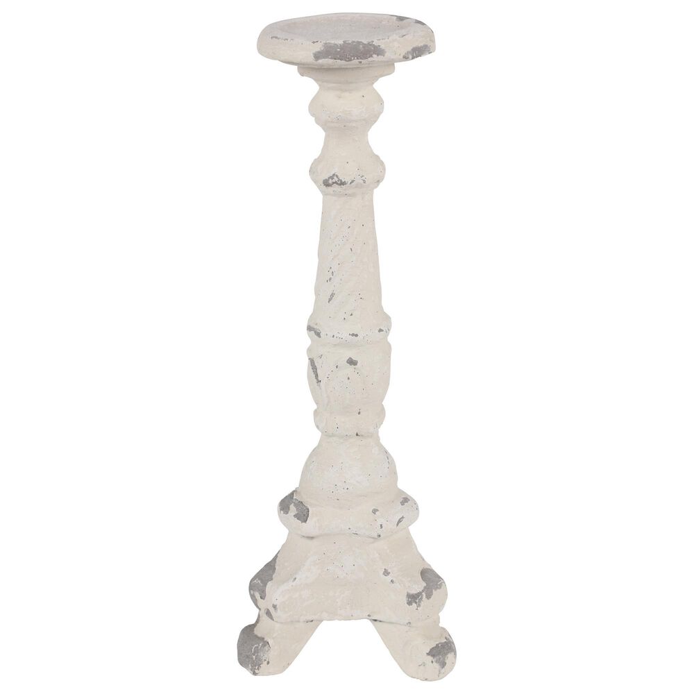 Maple and Jade 6" x 16" Vintage Fiber Clay Candle Holder in White, , large