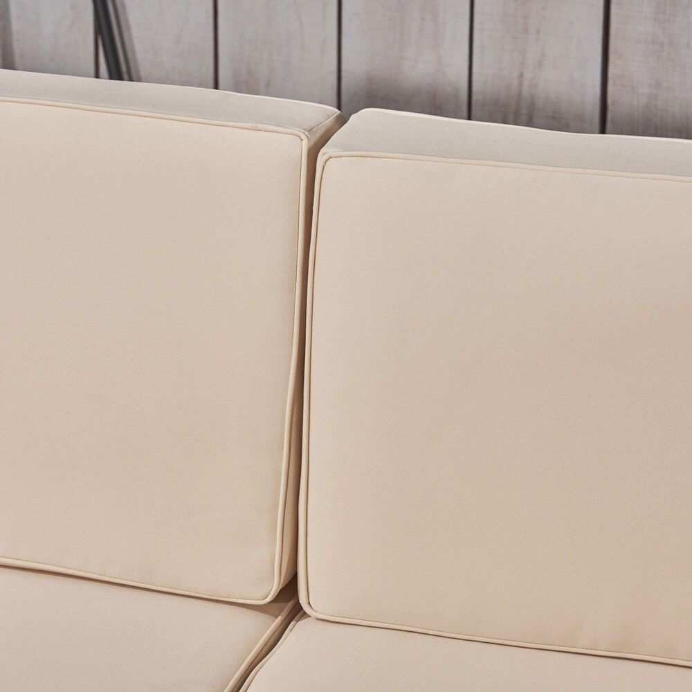 Noble House Kaena 5-Piece Stationary Patio L-Shaped Sectional Sofa Set in Beige, , large