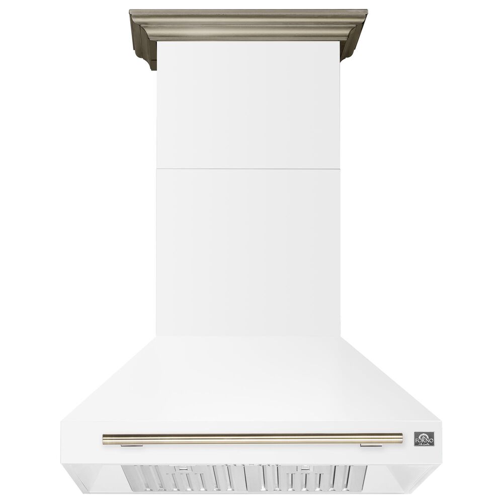Forno Aria 36" Wall Mount Range Hood in White and Antique Brass, , large