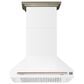 Forno Aria 36" Wall Mount Range Hood in White and Antique Brass, , large