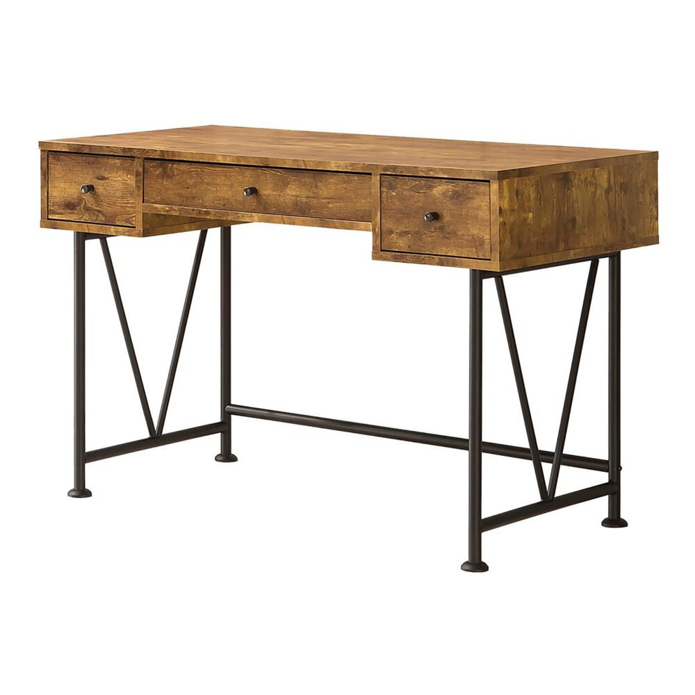Pacific Landing 3-Drawer Writing Desk in Antique Nutmeg, , large