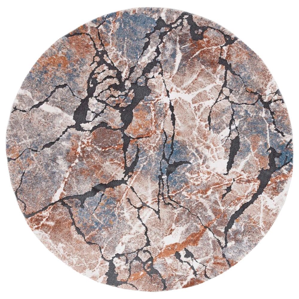 Safavieh Cyrus Shag CYR140F CYRUS SHAG 6"7" Round Grey and Rust Area Rug, , large