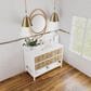 James Martin Vanities Olena 48" Single Vanity in Light Mappa Burl and Polished White with 3 cm White Zeus Quartz Top, , large