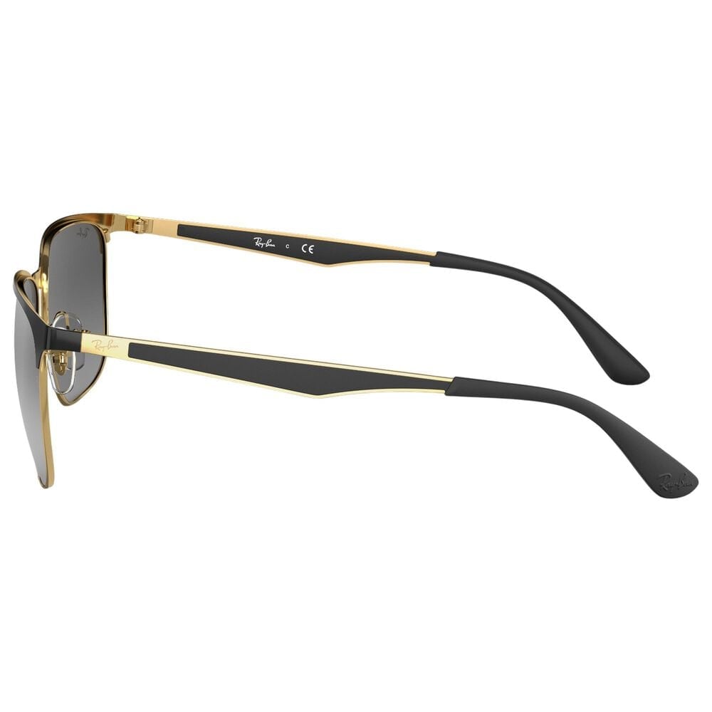 Rayban Glasses Sunglasses with Grey Gradient Mirror Lenses in Polished Black on Gold, , large
