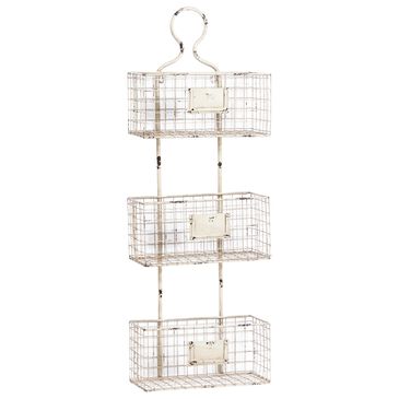 Maple and Jade 13" x 37" Wall Shelf in Distressed White, , large