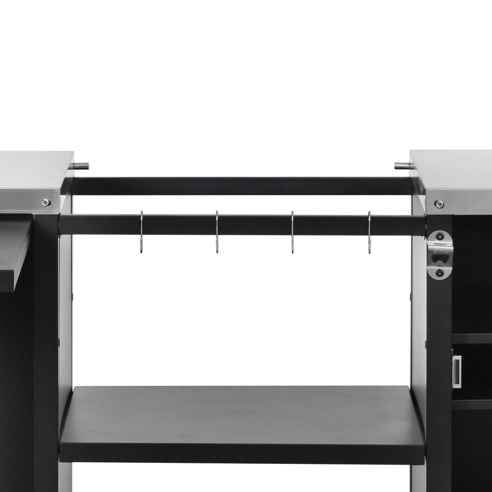 HOMLUX 72.4" Outdoor Kitchen Island with Large Fold-out Prep Table and Adjustable Shelves for Big Green Egg in Black, , large