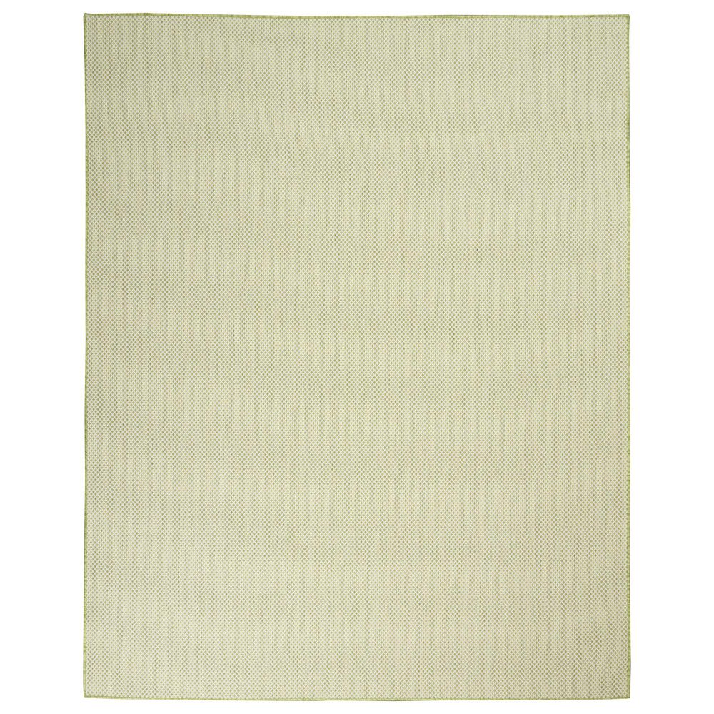 Nourison Courtyard Ivory and Green 7" x 10" Indoor/Outdoor Area Rug, , large