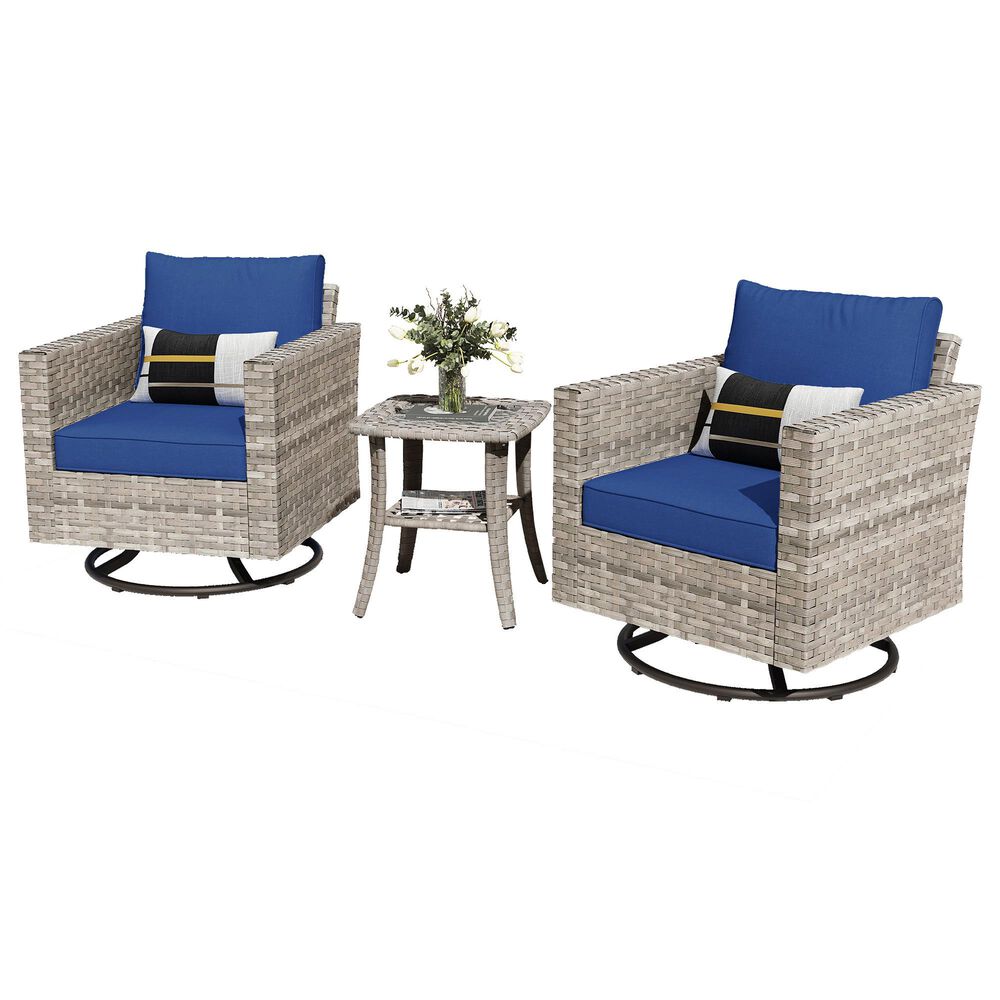 HOMLUX 3-Piece Outdoor Conversation Set in Navy Blue, , large