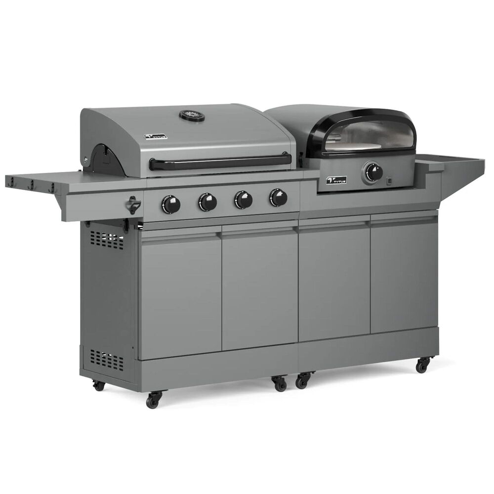 Tytus 4-Burner Gas grill w/ Pizza Oven in Gunmetal Gray, , large