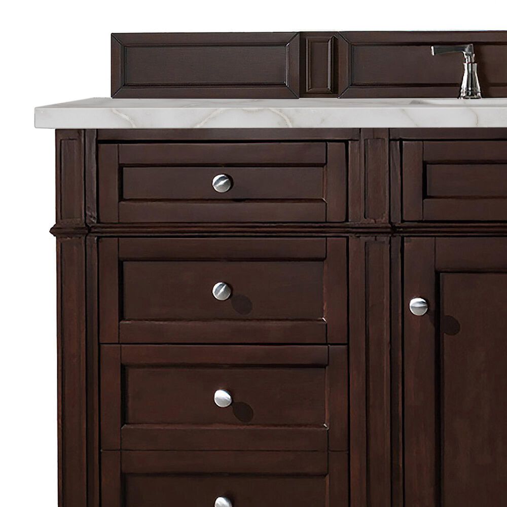 James Martin Vanities Brittany 60&quot; Single Bathroom Vanity in Burnished Mahogany with 3 cm Victorian Silver Quartz Top and Rectangular Sink, , large