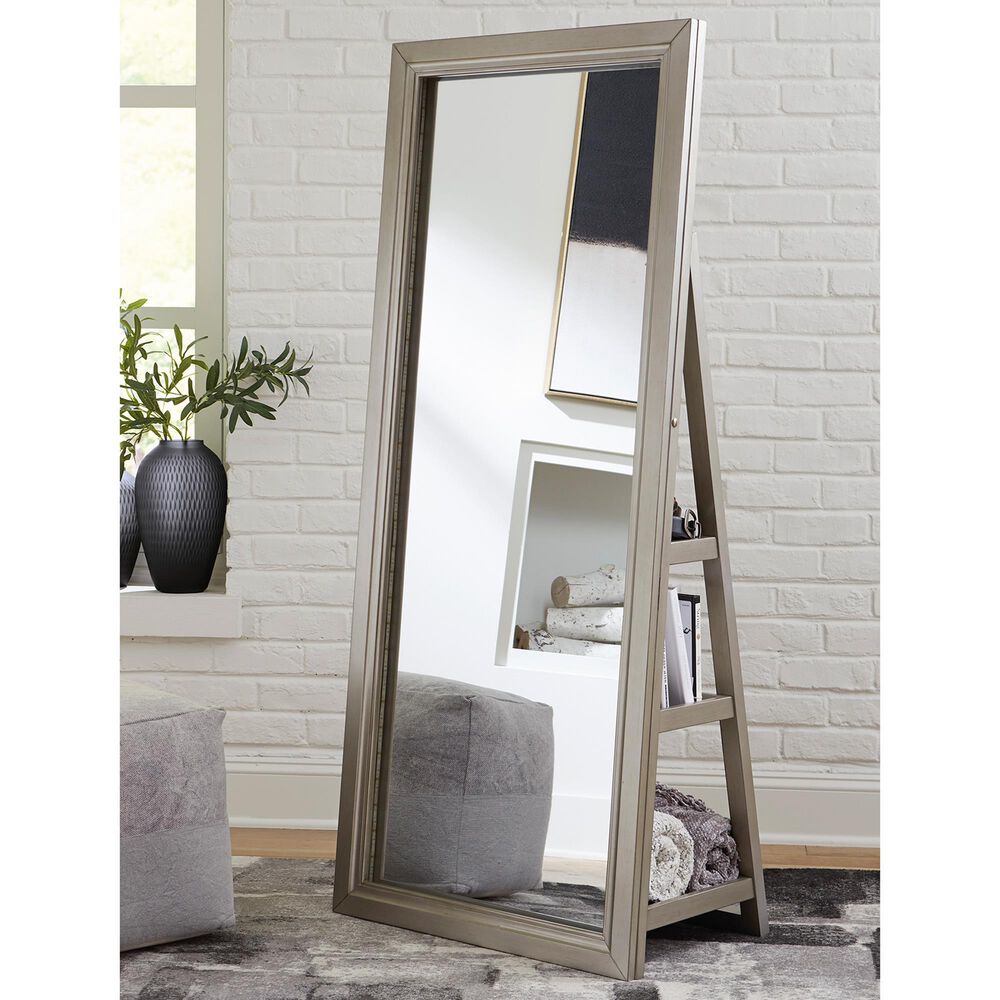 Ashley Evesen Floor Standing Mirror in Satin Silver, , large