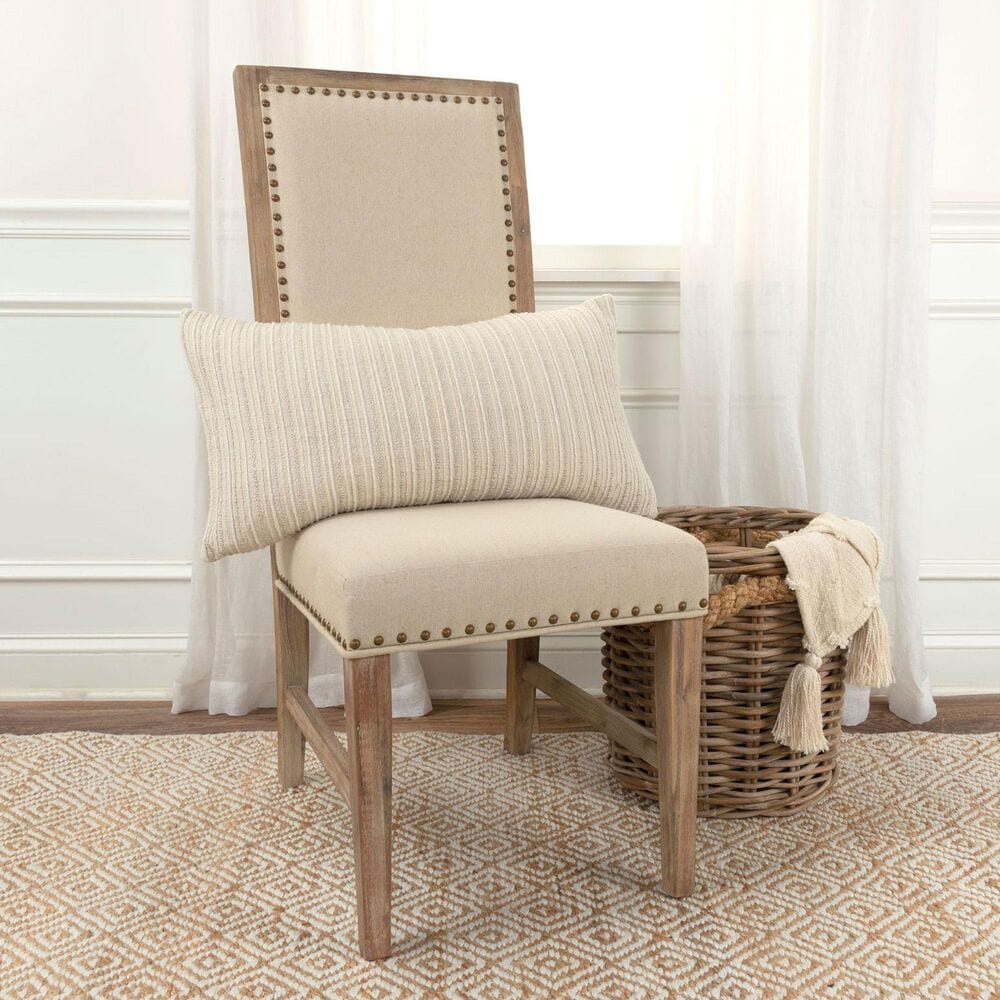 Rizzy Home 14&quot; x 26&quot; Down Filled Lumbar Pillow in Neutral, , large