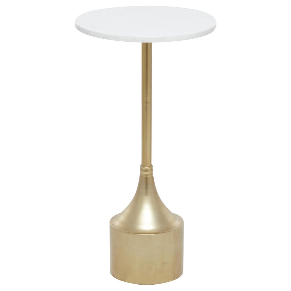 Maple and Jade Pedestal End Table in White and Gold, , large