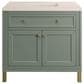 James Martin Vanities Chicago 36" Single Bathroom Vanity in Smokey Celadon with 3 cm Eternal Marfil Quartz Top and Rectangular Sink, , large