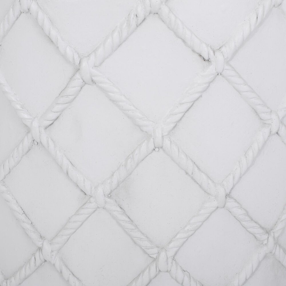 Hearth and Haven Outdoor Round End Table with Diamond Lattice Texture in Antique White, , large