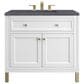 James Martin Vanities Chicago 36" Single Bathroom Vanity in Glossy White with 3 cm Charcoal Soapstone Quartz Top and Rectangular Sink, , large