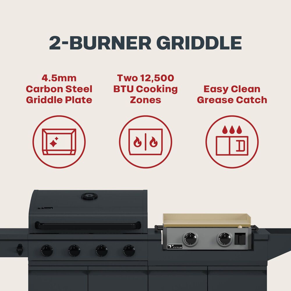 Tytus Anaheim and Emberwood 3-Piece Modular Duo with 2-Burner Gas Griddle in Gunmetal Gray, , large