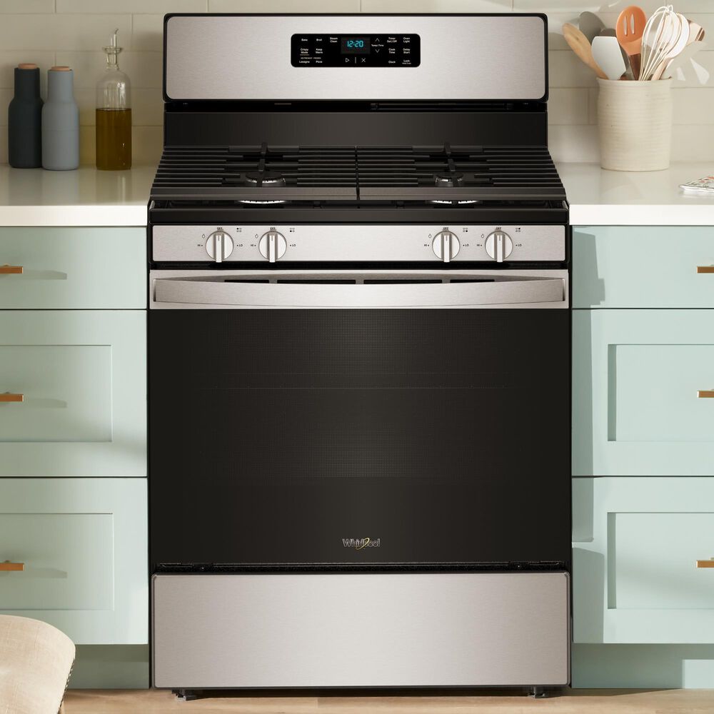 Whirlpool 5.1 Cu. Ft. Gas Range with Crispy Mode and Dishwasher Safe Grates in Stainless Steel, , large